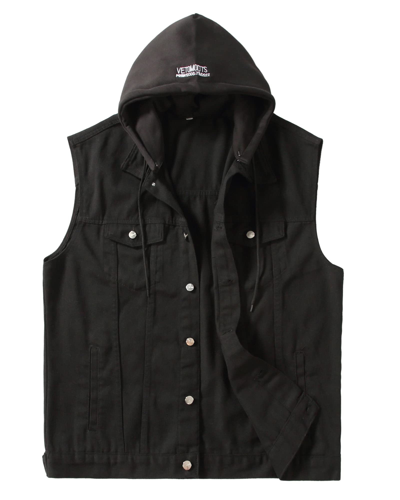 PRIJOUHE Denim Vest Men Plus Size Motorcycle Jean Vest Sleeveless Jacket