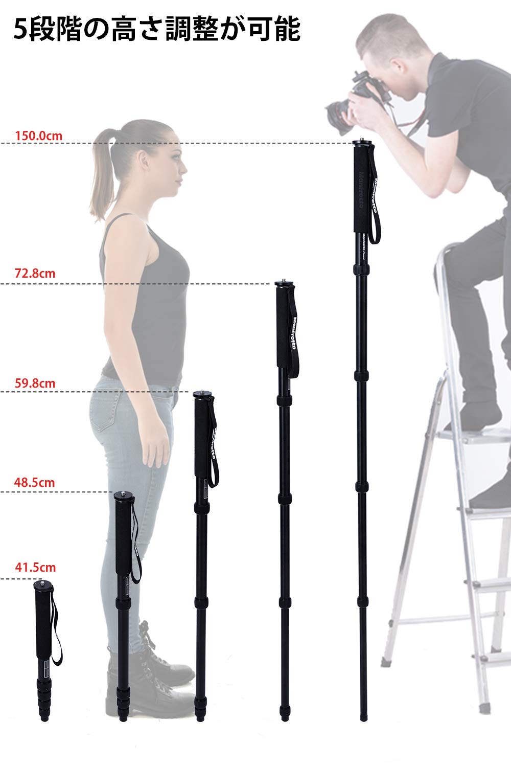 Amazon | Manfrotto 一脚 Elementアルミ一脚 レッド コンパクト 軽量