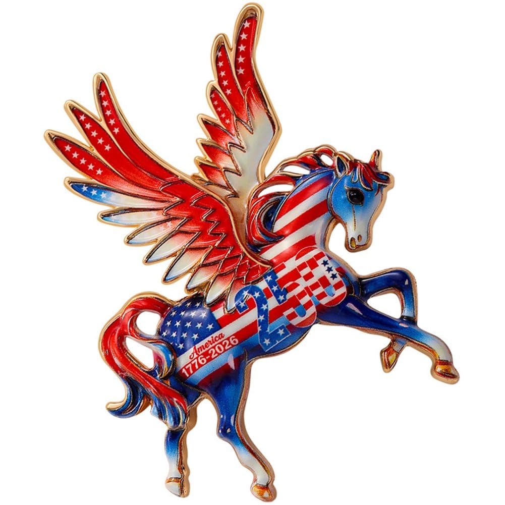 Casiler Usa Flag Horse Brooch Pin, Independence Day Animal Lapel Badge for Dress Scarf Bag Patriotic Daily Outfit Accessory