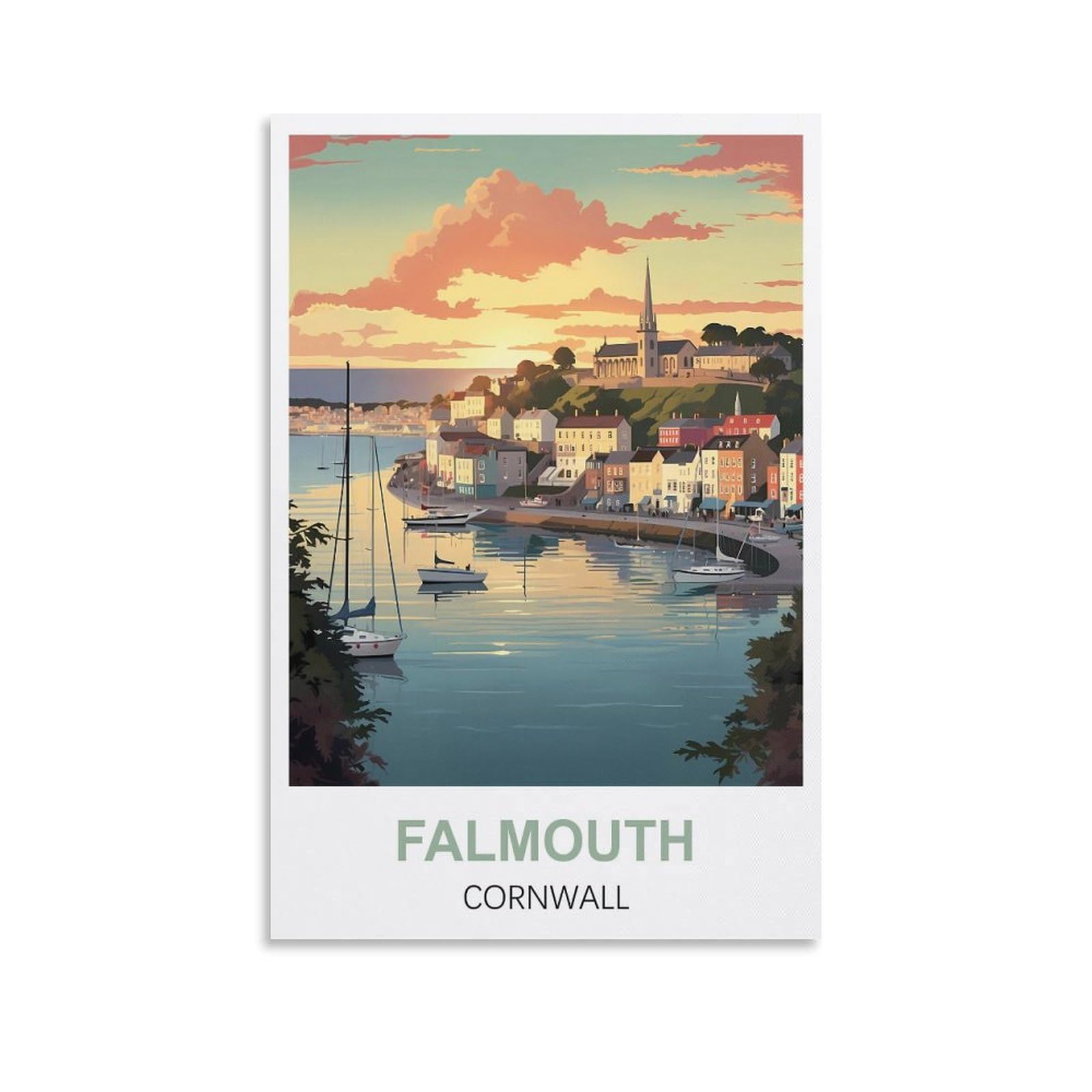 Nprzm A021 Metal Tin Sign Falmouth Cornwall Vintage Sign Retro Tin Signs Vintage Metal Tin Sign For Bar Home Wall Metal Decoration 15X30cm