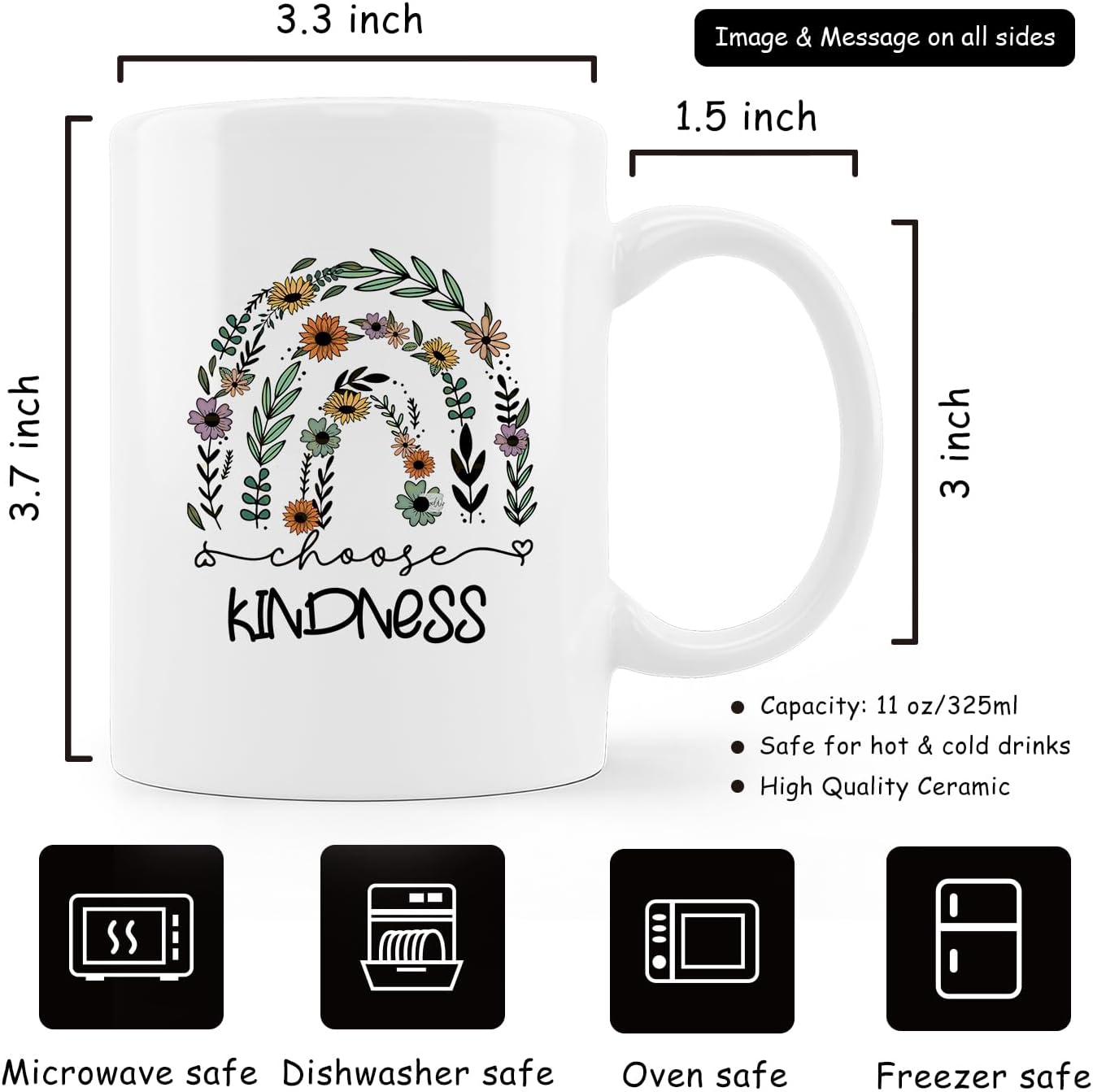 Boho Coffee Mug,Choose Kindness Coffee Mug,Inspirational Coffee Mugs Gifts For Men Women Friends,Coffee Mugs 11oz - Image 6