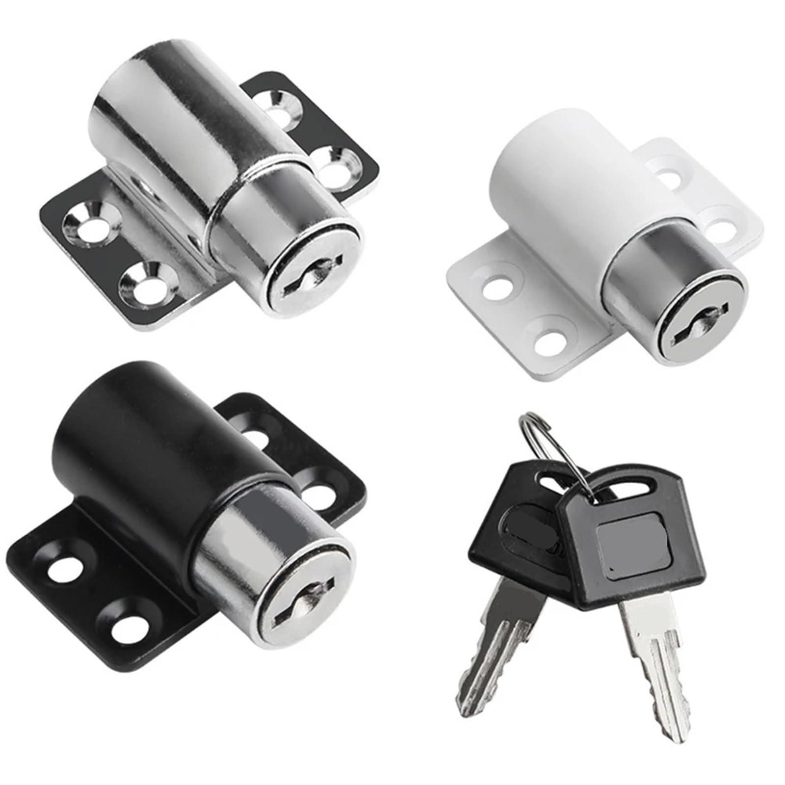 Serrure de fenêtre coulissante en alu noir avec 2 clés pour sécurité de porte