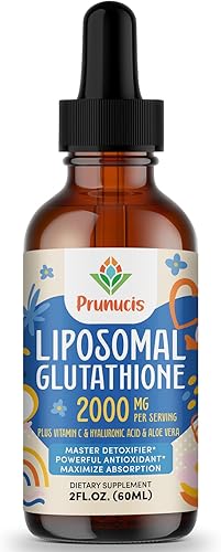 Miniatura 10 de Líquido de glutatión liposomal de 2000 MG, 98% de absorción, suplemento líquido de glutatión, forma activa L-glutatión, potente antioxidante sin OMG