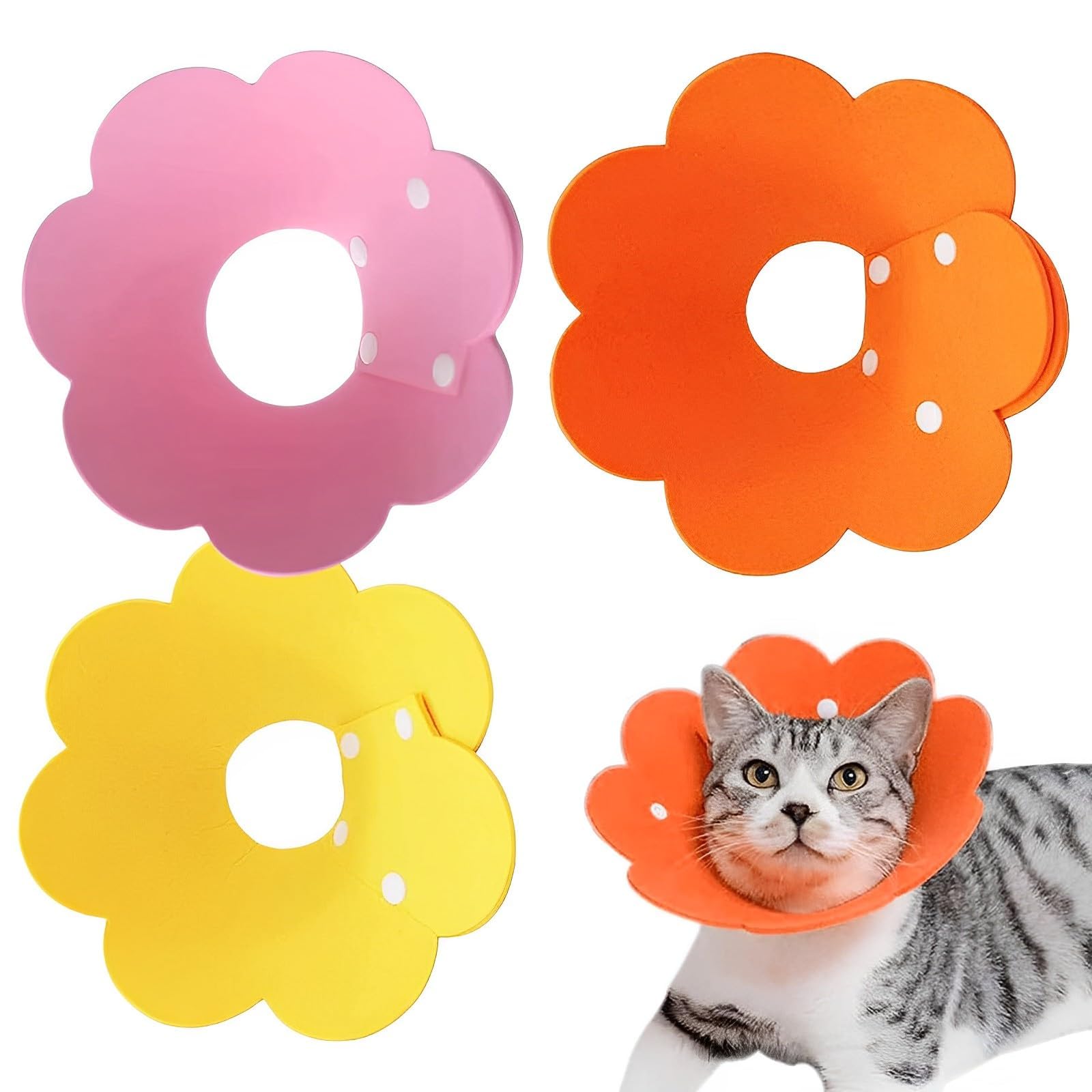 NALACAL3 Pcs Cat Cone Collar Soft, Adjustable Dog Cone Collar, Soft Dog Cat Protective After Surgery Pet Protective Collar, Flower Designed, Anti-Bite or Lick for Cats and Small Dogs(3 Color)