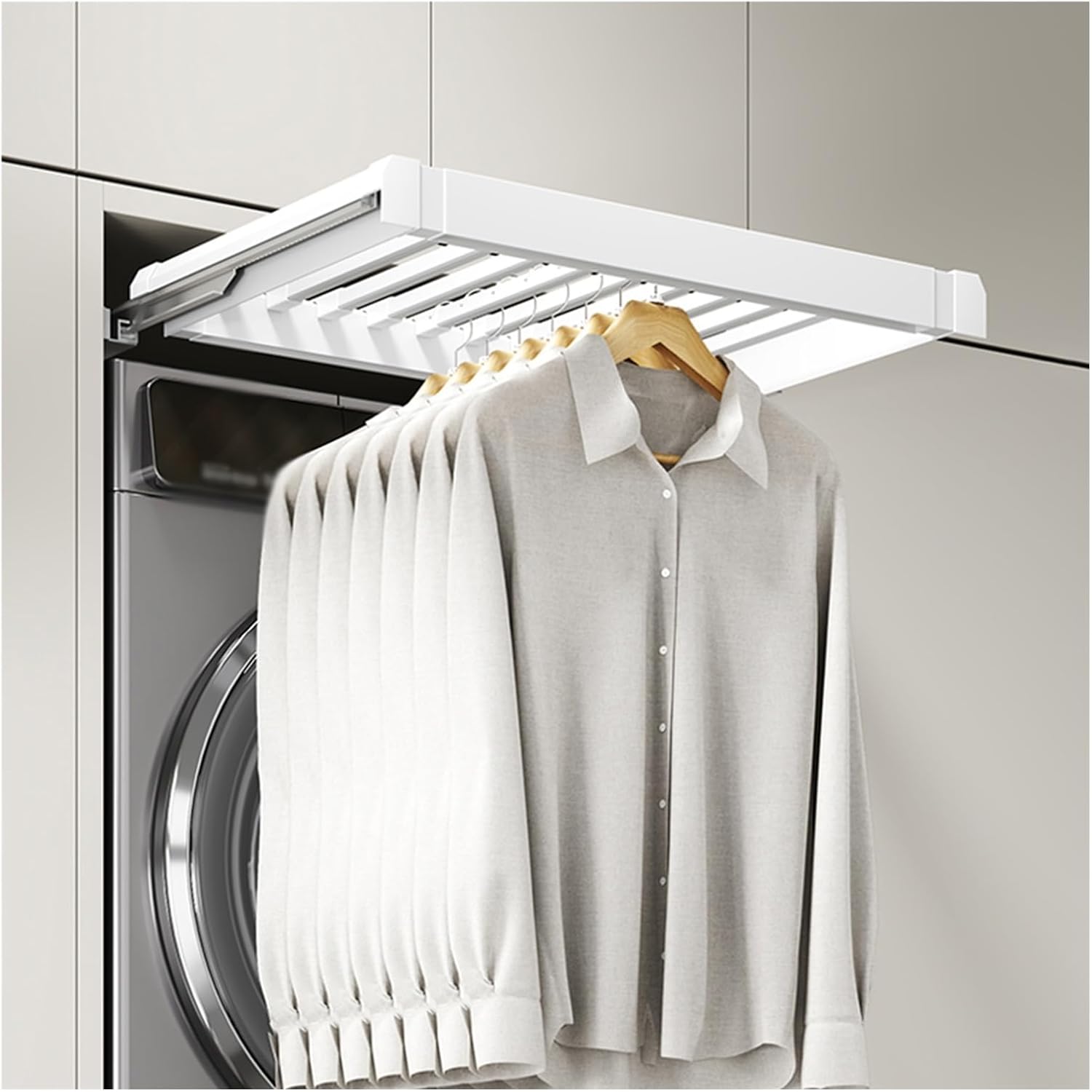 Space-Saving Aluminum Alloy Pull-Out Trouser Rack for Balcony and Laundry - Adjustable Drawer Organizer (664-714mm) for Clothes Drying and Wardrobe Storage