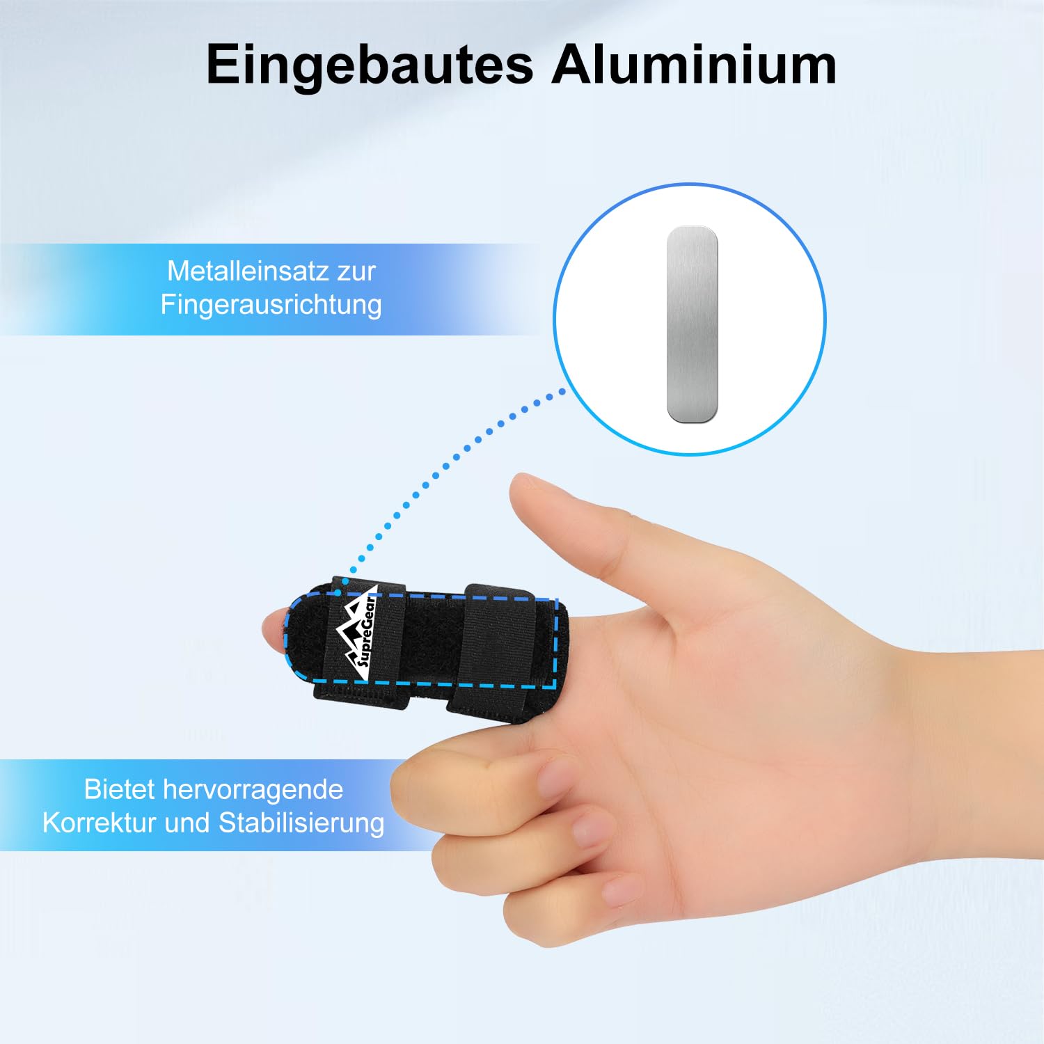 supregear Fingerschienen, 2 Stück Verstellbare Fingerstütze, Bequemer Finger Stabilisator für Gebrochene, Verstauchte, Arthritis, Sehnenentzündung und Geschwollene Finger, Schwarz