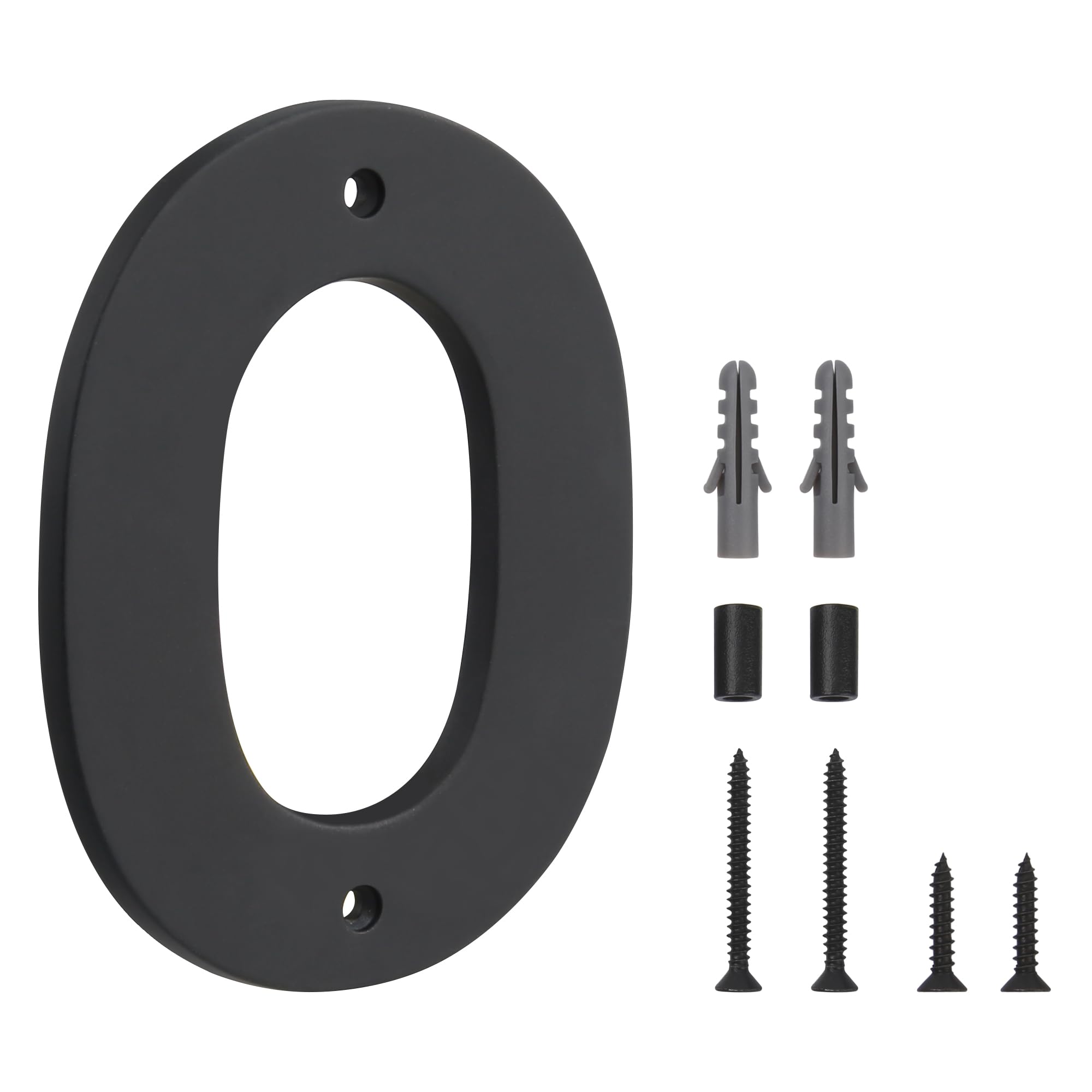 HASWARE Floating House Number Sign for Home - 5 Inch Modern Numerous Easy DIY Installation for Post Street (Black, 0)