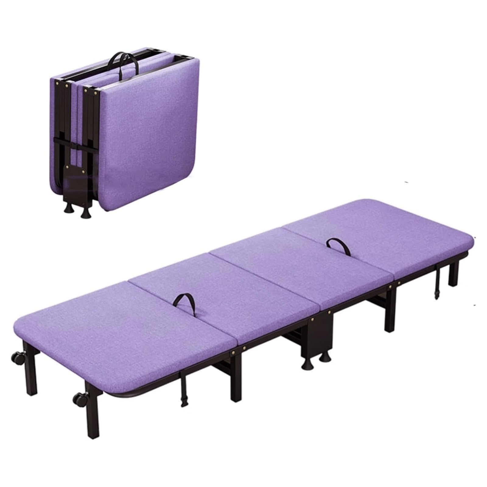Comfortabel kampeerbed Opvouwbaar bed met matras Draagbaar campingbedje voor gasten met wielen Campingbed ondersteunt 331 lbs