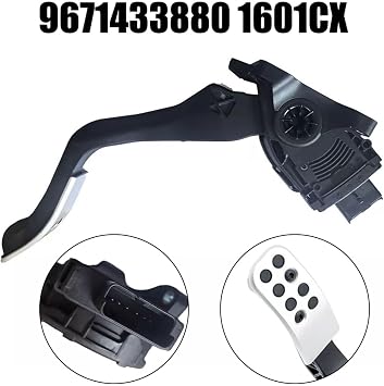 Accelerator Pedal with Position Sensor 6-Pin ABS Black, Compatible with C2/C3/C4/DS3/DS4 and 207/208/301/308, OEM 9671433880 1601CX, Ideal for Car Interior