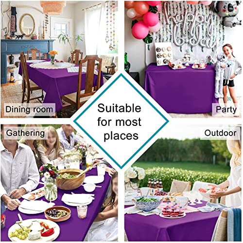 Image of HB MSALA Microfiber Satin Dining Table Cover - Plain, Smooth & Durable Cloth | Purple Color | 4 Seater (40 Inch x 150 cm)
