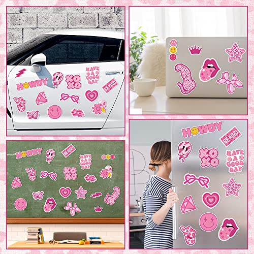 20Pcs Pink Preppy Magnet Car Decorations For Girls Y2K Waterproof Refrigerator Magnet Pink Cowgirl Magnetic Stickers Leopard Locker Magnets For Home Cars Kitchen Office Party Decor Supplies #TOP3
