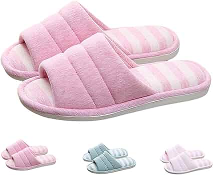 Pantofole da donna, comode, in memory foam, da donna, aperte, in lino, lavabili, per ospiti, casa, camera da letto, antiscivolo, per interni ed esterni, Colore: rosa., 36 EU