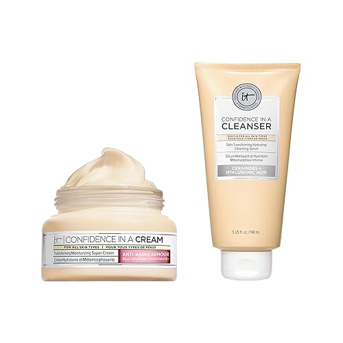 IT Cosmetics Paquete de cuidado de la piel Daily Confidence - Limpiador facial hidratante + hidratante antienvejecimiento - Incluye confianza en una