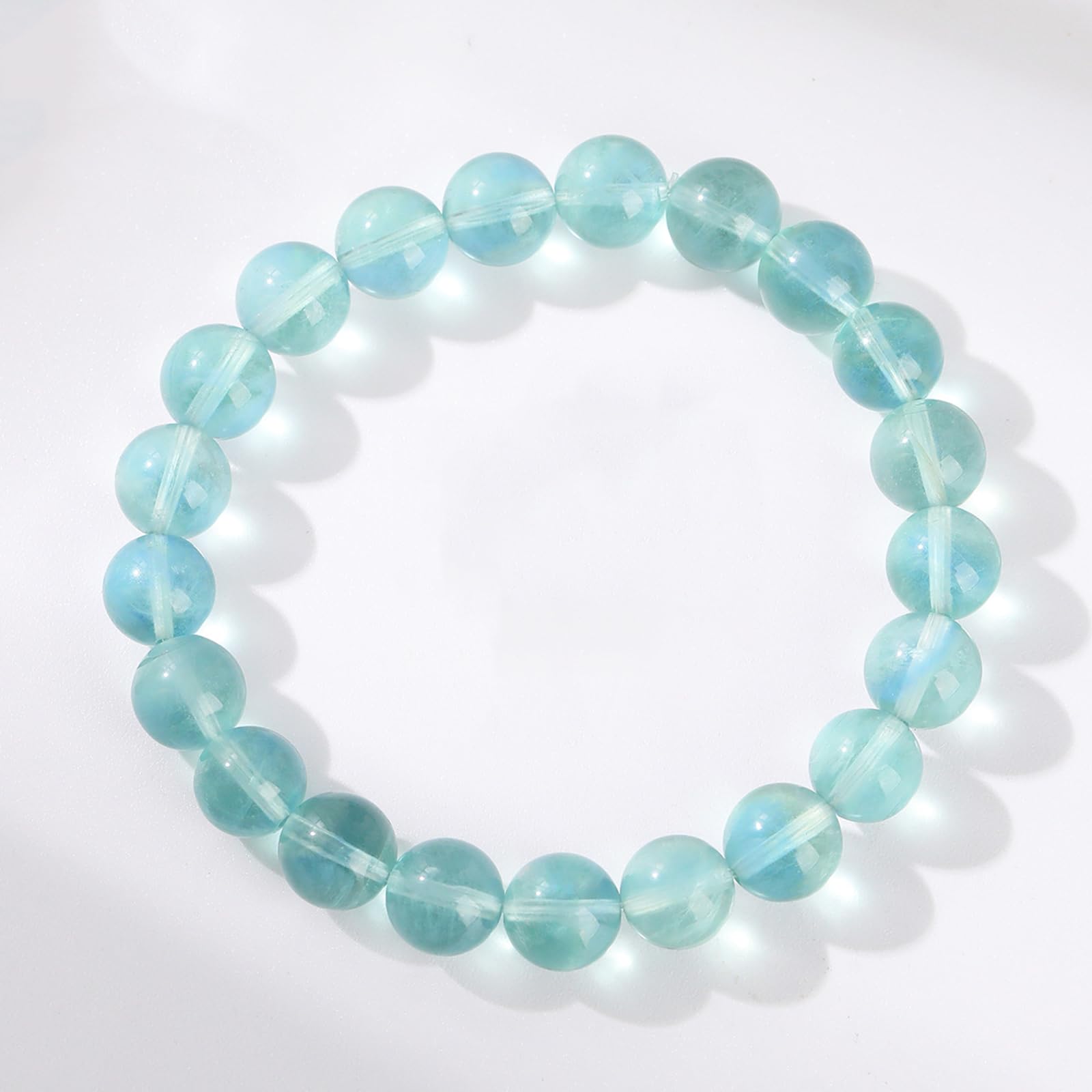 Pulsera de fluorita Azul y Verde Natural, joyería energética de un Solo Cristal, Pulseras elásticas con Cuentas de Cuarzo Espiritual para Mujer,11mm