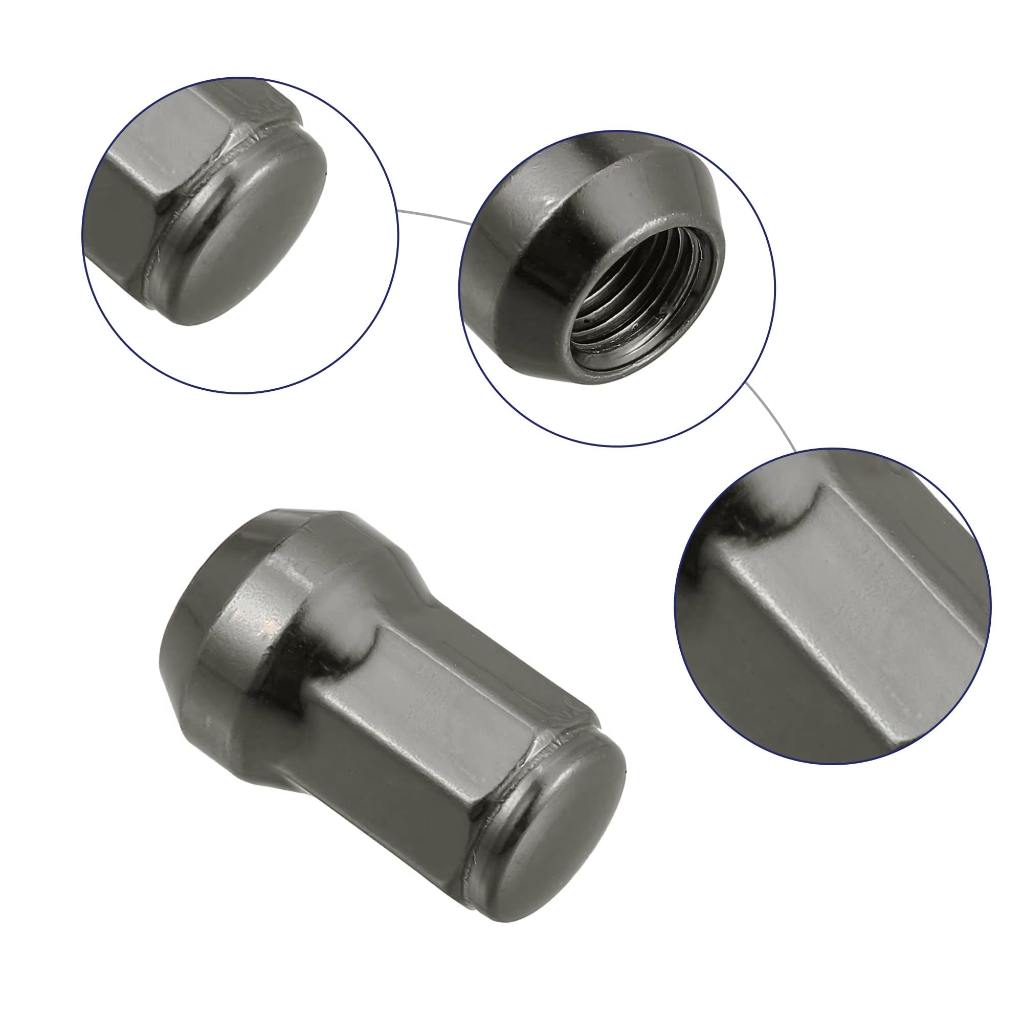 Tornillos de rueda Compatible con Cadillac Tuercas de rueda con asiento cónico extremo cerrado abultado bellota M12 x 1.25 hexagonales para llantas de coche