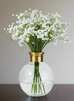 Serene Spaces Living Ball Vase with Gold Rim, Elegant Flower Vase for Wedding Reception, Mini Flower Vases for Home Decor, Vintage Bottle Style, Available in 3 Sizes Clear, Small - Pack of 6
