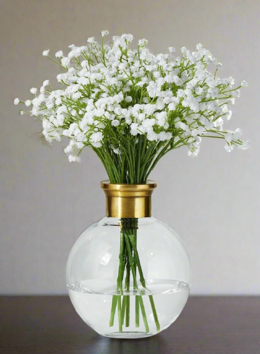 Serene Spaces Living Ball Vase with Gold Rim, Elegant Flower Vase for Wedding Reception, Mini Flower Vases for Home Decor, Vintage Bottle Style,