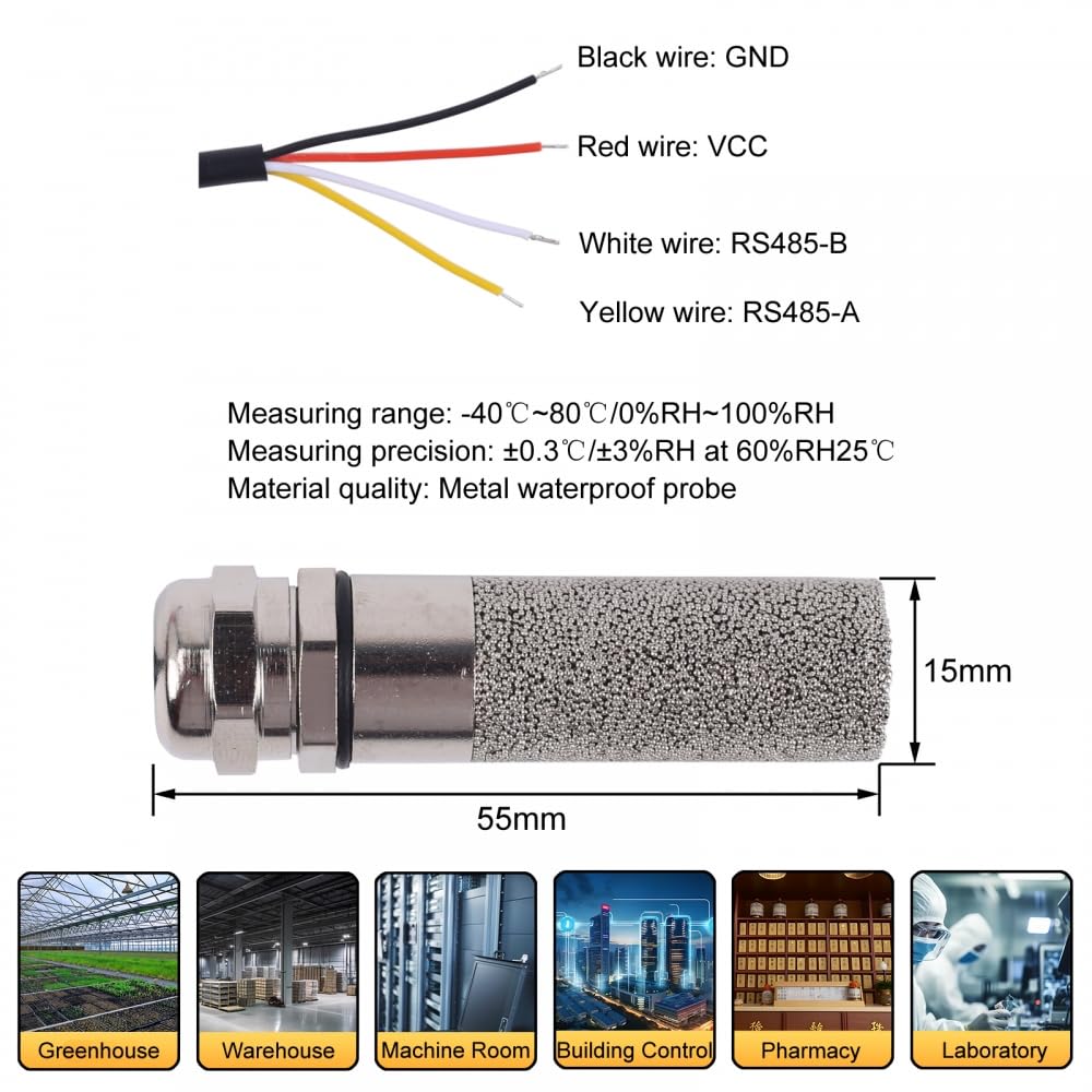 RS485 Nadajnik czujnika wilgotności temperatury, DC 5 V-28 V moduł kolektora XY-MD04 metalowa wodoodporna sonda do sterowni inteligentnego budynku biurowego szklarni