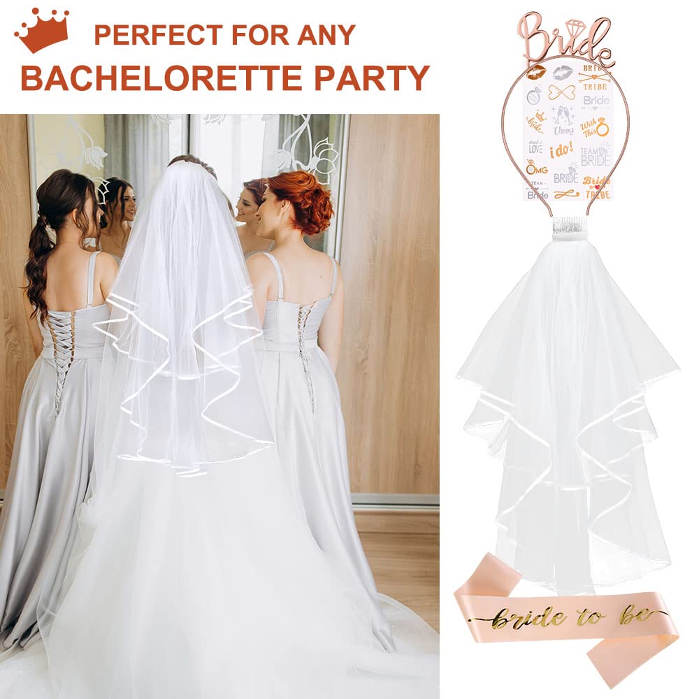 Aomig Bride to Be JGA dekoracyjna szarfa zestaw 4 szt. Team Bride szarfa na wieczór panieński, fotografia ślubna, korona urodzinowa, dla dziewcząt, welon, tiara, wieczór panieński, opaska na czoło w