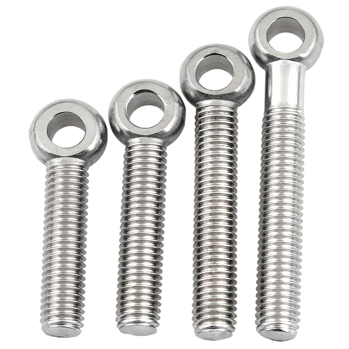 Cáncamo con tuerca, Anillo de hombro pernos de ojo M5 M6 M8 304 anillo de acero inoxidable perno de enlace ojo de pez agujero deslizante tornillo vivo ojo de pez con agujero(M8x45mm(2PCS))