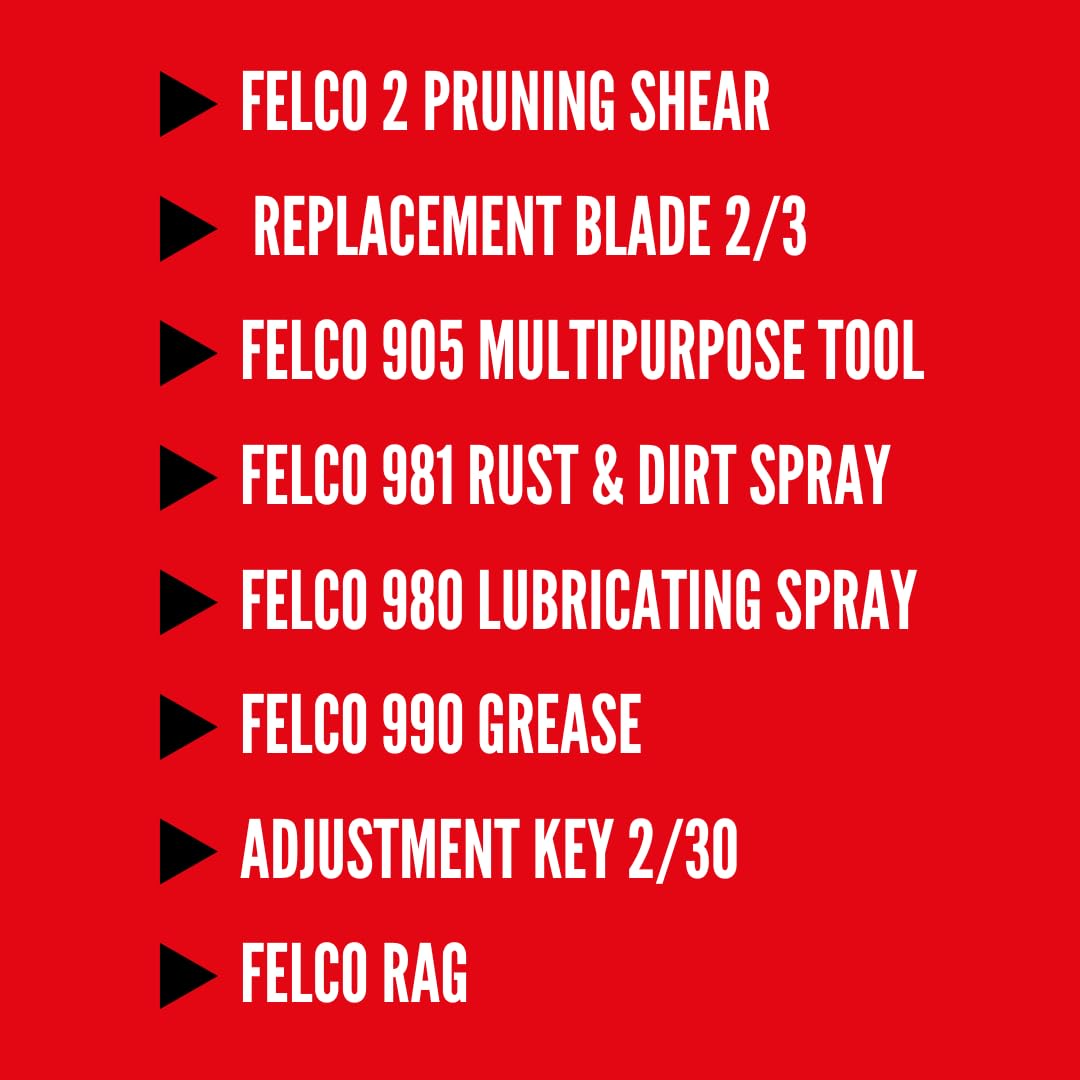 FELCO 933 Wartungsset Gartenschere komplett mit FELCO 2, Ersatzklinge 2/3, Schärfer 905, Schmiermittel 980, Reiniger 981, Fett 990, Schlüssel 2/30 Reinigungstuch Schweiz