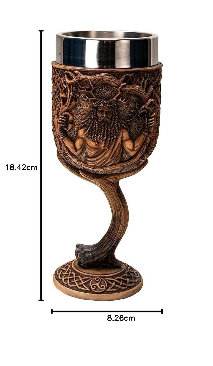 Pacific Giftware Cernunnos - Calice in resina e acciaio inox, motivo celtico, ispirato al dio cornuto per bicchieri e decorazioni uniche, altezza 18,4 cm