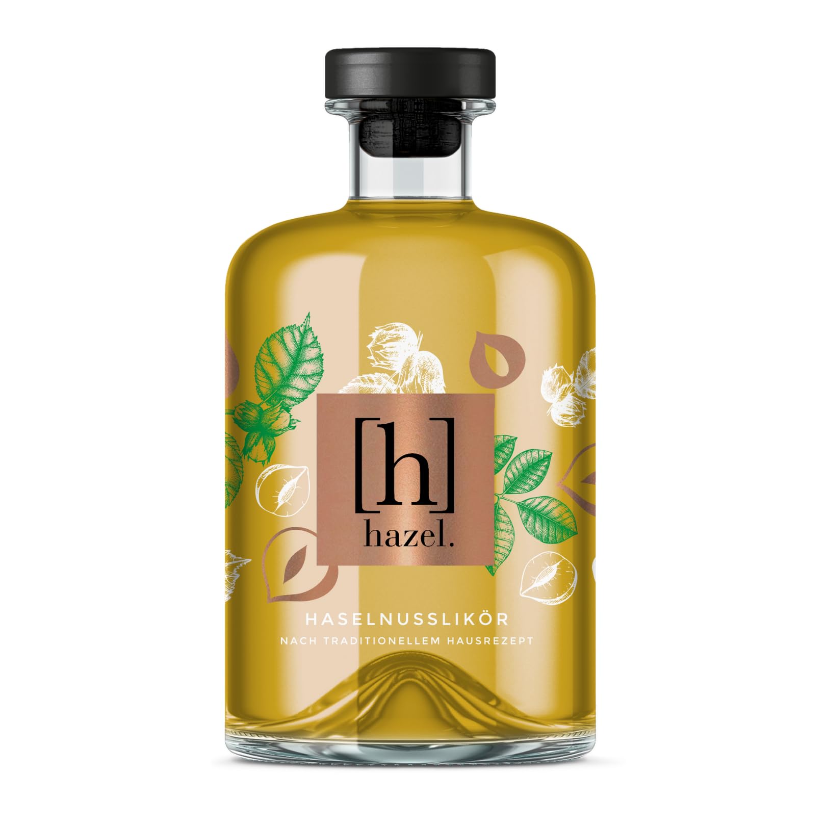 hazel. Haselnusslikör | vollmundiges Haselnussaroma, gemahlene Haselnüsse, Nuss-Nougat | für Bar/Hausbar, pur, Digestif, Aperitif, Cocktail, Longdrink |500ml Einzelflasche | 20% Vol.