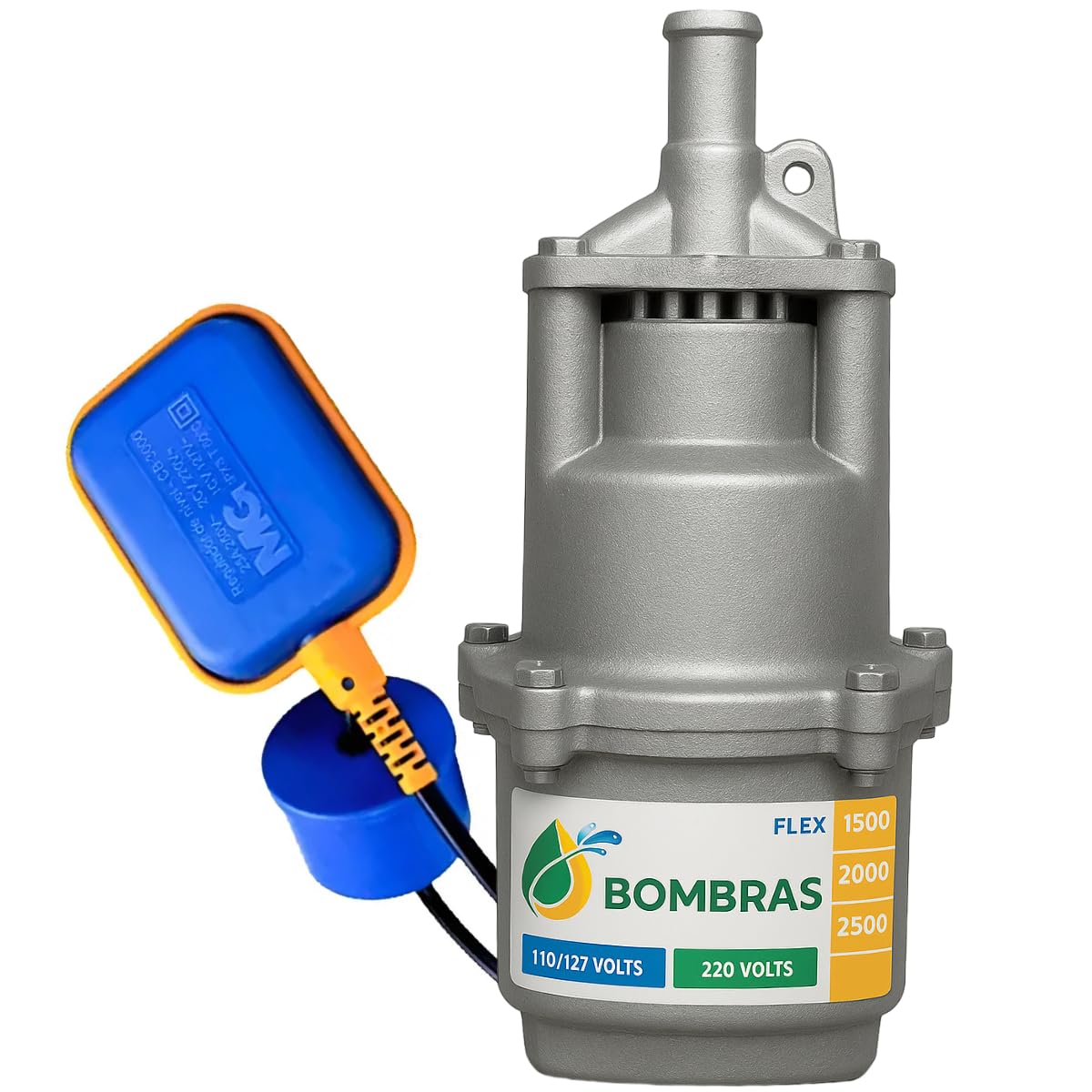 Bomba de Água Submersa Bombras 1500 Tipo Sapo, com boia Nível Margirus, 220V