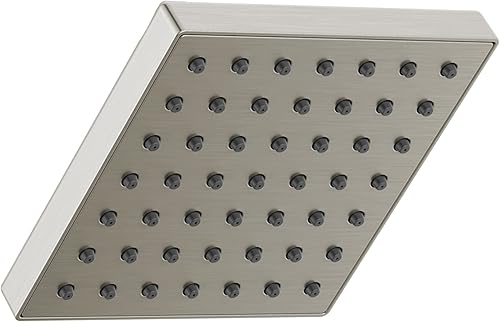 Miniatura 1 de Delta Faucet Moderno cabezal de ducha de un solo rociador de 5 pulgadas, cabezal de ducha cuadrado de níquel cepillado, cabezal de ducha de alta