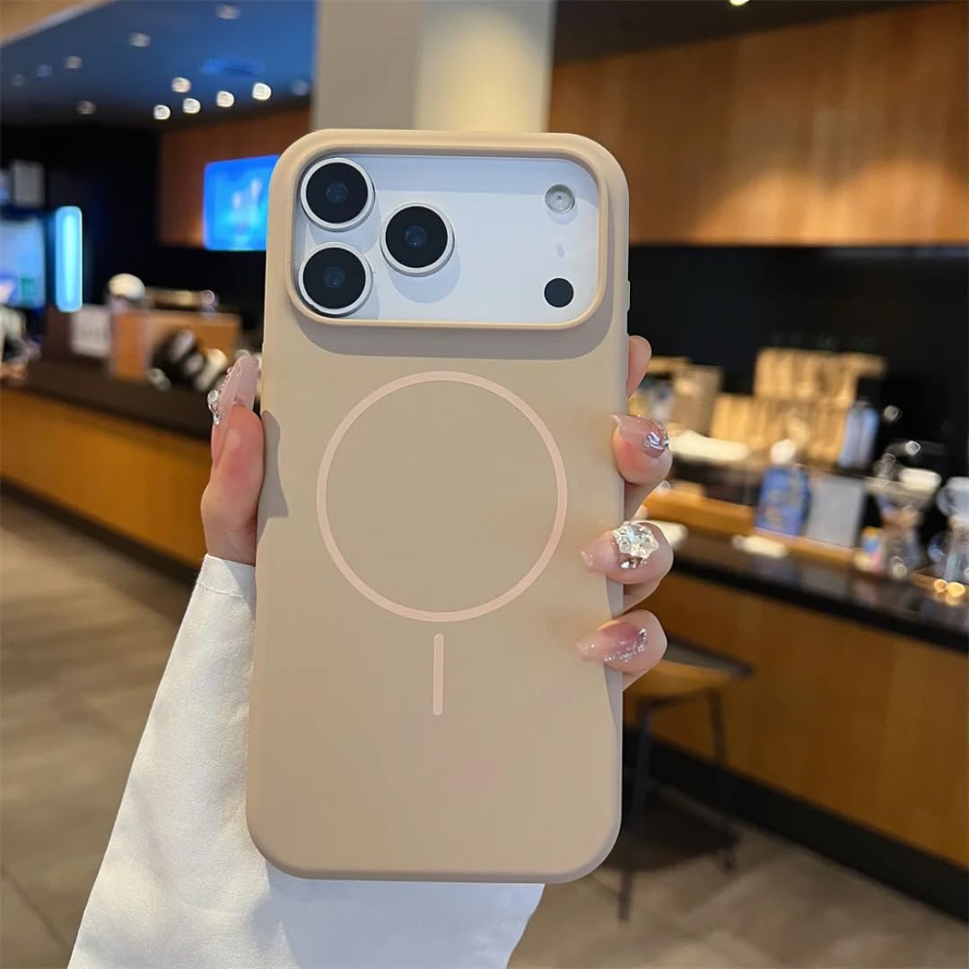 Coque silicone liquide iPhone 12 Pro Max couleur désert chargement sans fil