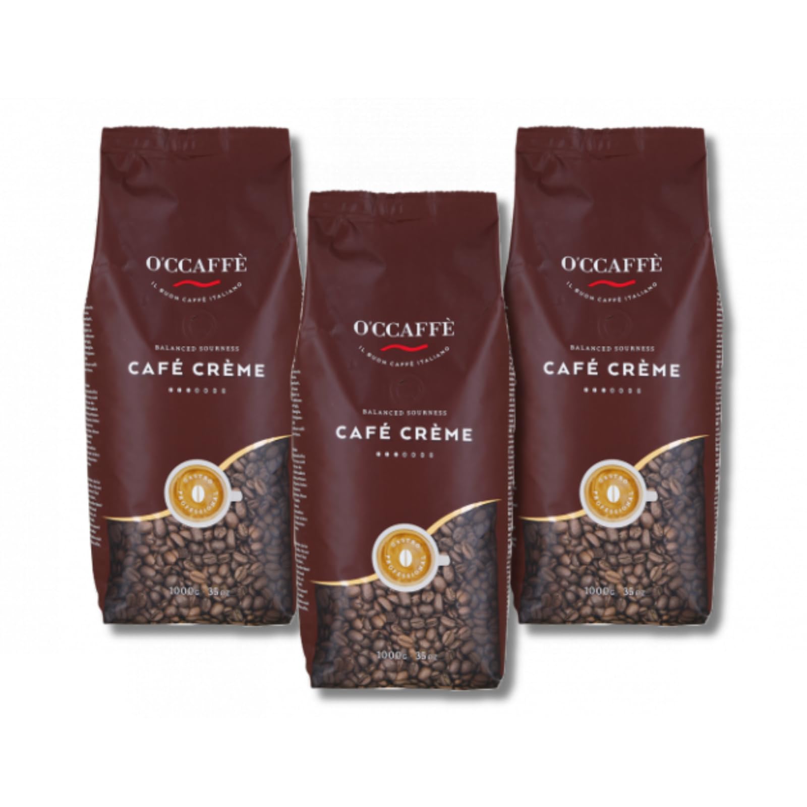 Café en Grano O'ccaffe Café Crème 3x1 - Ligero, Suave y Delicado con Sabor Intenso - Crema Dorada y Granos Tostados para una Experiencia Premium.