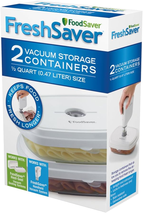 FoodSaver 0.5-Quart Vacuum Storage Deli Containers, 2-Pack