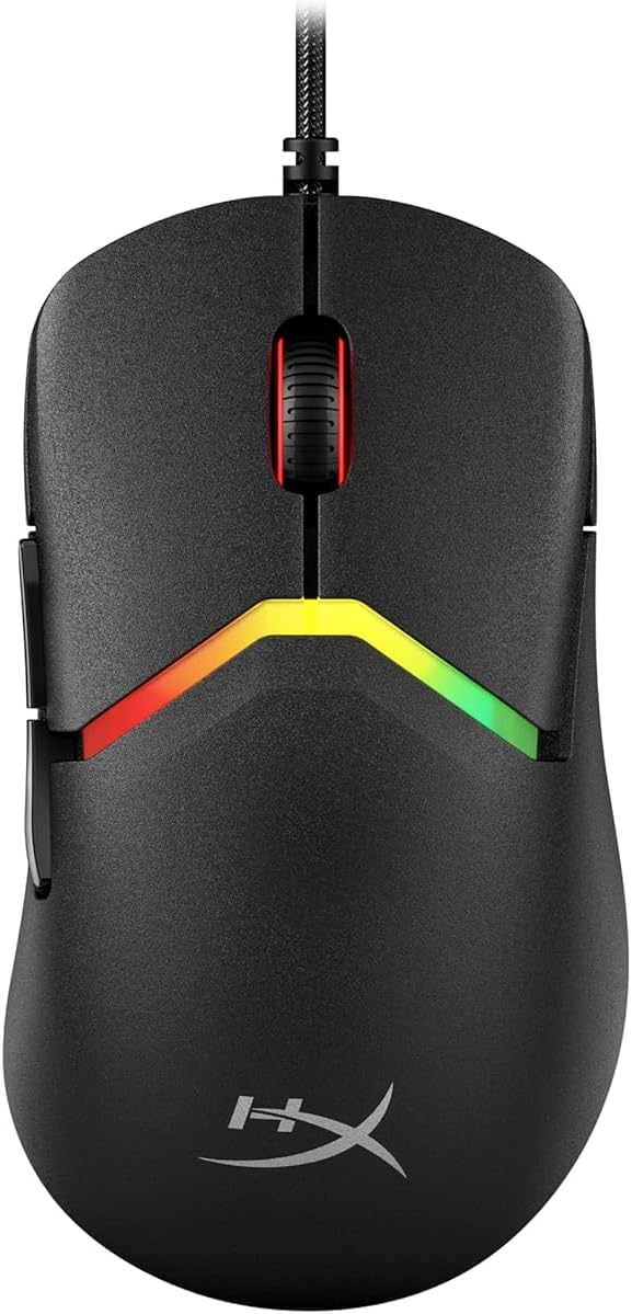 - HyperX Pulsefire Saga USB Type-A Wired RGB Gaming Mouse, Up to 26K DPI, HyperX 26K Sensor, 69g Ultra-Lightweight, 6 programmable Buttons, 8K Hz Polling Rate, 24 Months Warranty – Black [A2PB3AA]