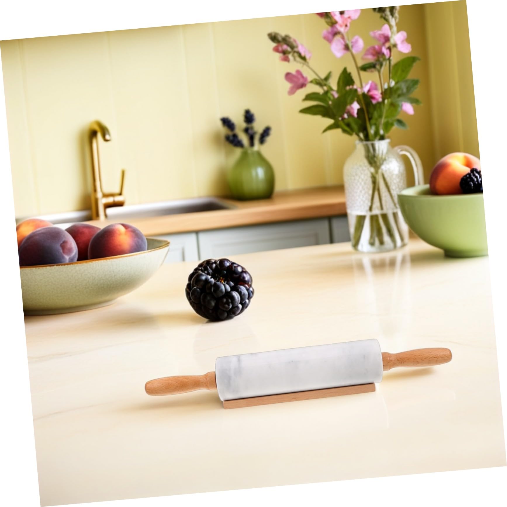 Ciieeo 3 Piezas Rodillo de Mármol para Masa Superficie Pulida y Antideslizante Rodillo Ergonómico para Pastelería Pasta Pizza y Pan Herramienta de Cocina Doméstica