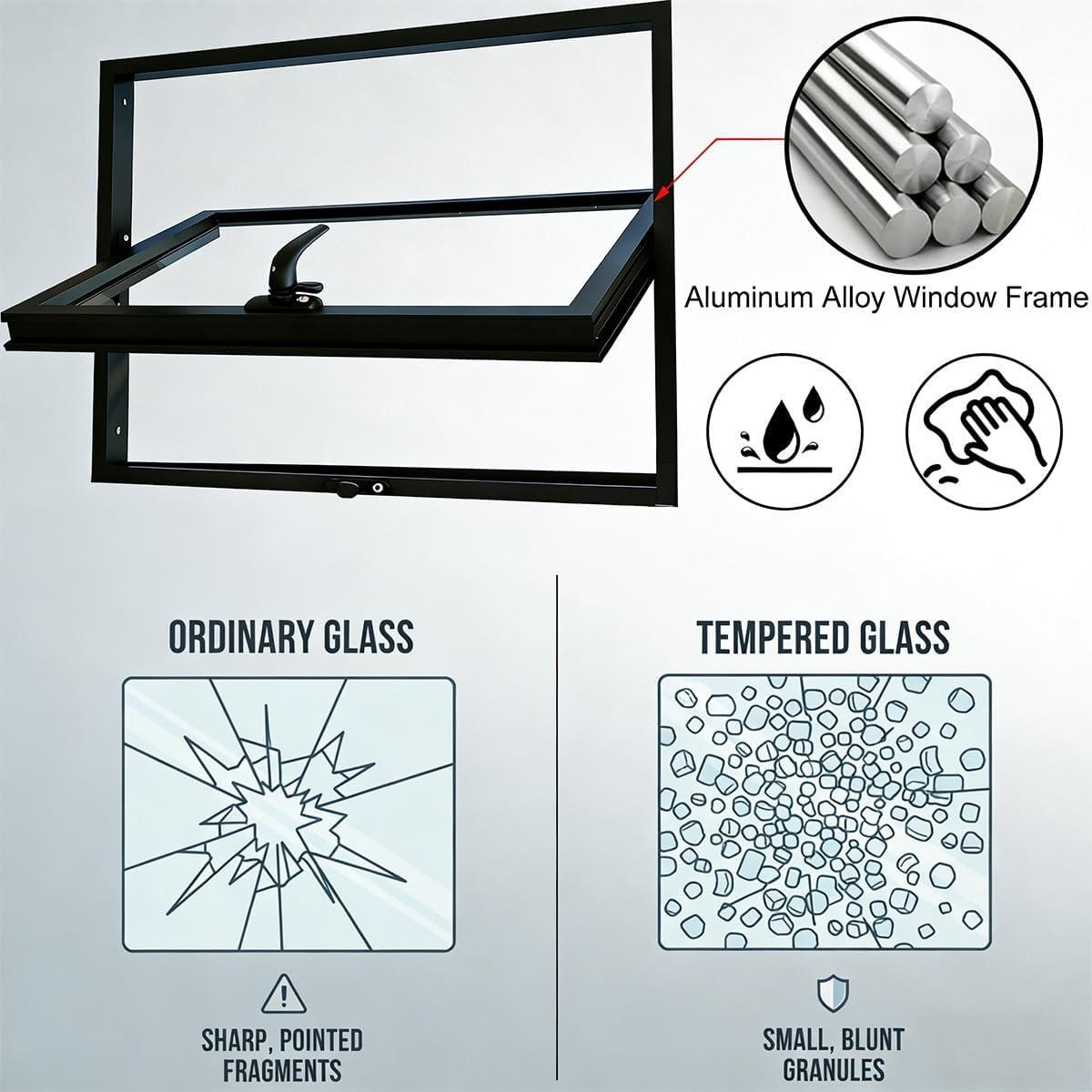 Aluminum Shed Windows with Clear Tempered Glass, 360° Rotating Window for Outdoor Barn, Garage, Sunroom, Office, Flush Mount Replacement with Adjustable Ventilation(White,29x20inch (WxH))
