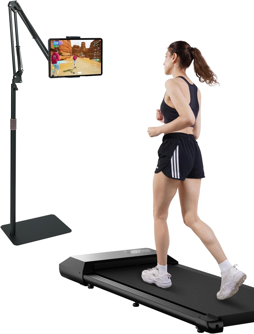DeerRunWalking Pad 2 in 1 Under Desk Treadmill, 2.5HP Low Noise Walking Pad Running Jogging Machine with Remote Control for Home Office, Lightweight Portable Desk Treadmill Installation Free