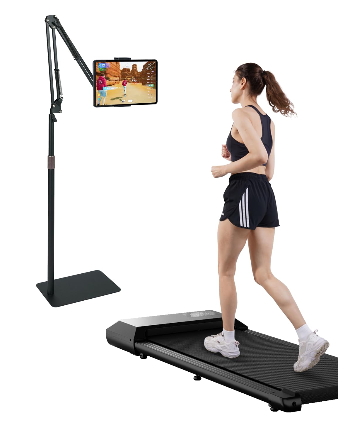 DeerRunWalking Pad 2 in 1 Under Desk Treadmill, 2.5HP Low Noise Walking Pad Running Jogging Machine with Remote Control for Home Office, Lightweight Portable Desk Treadmill Installation Free