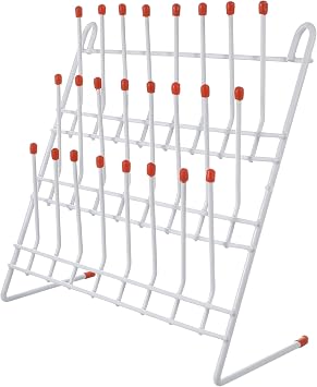 Cabilock Laboratory Beaker Drying Holder, Metal Tube Drying Draining Rack, Glass Dryer for Test Tubes and Bottles, 11.81X11.81X4.52In/White