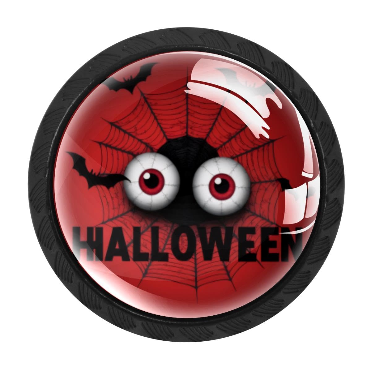 HEOEH 4 PCS Cabinet Knobs, Halloween Eyes Bats Drawer Knobs Dresser Handles