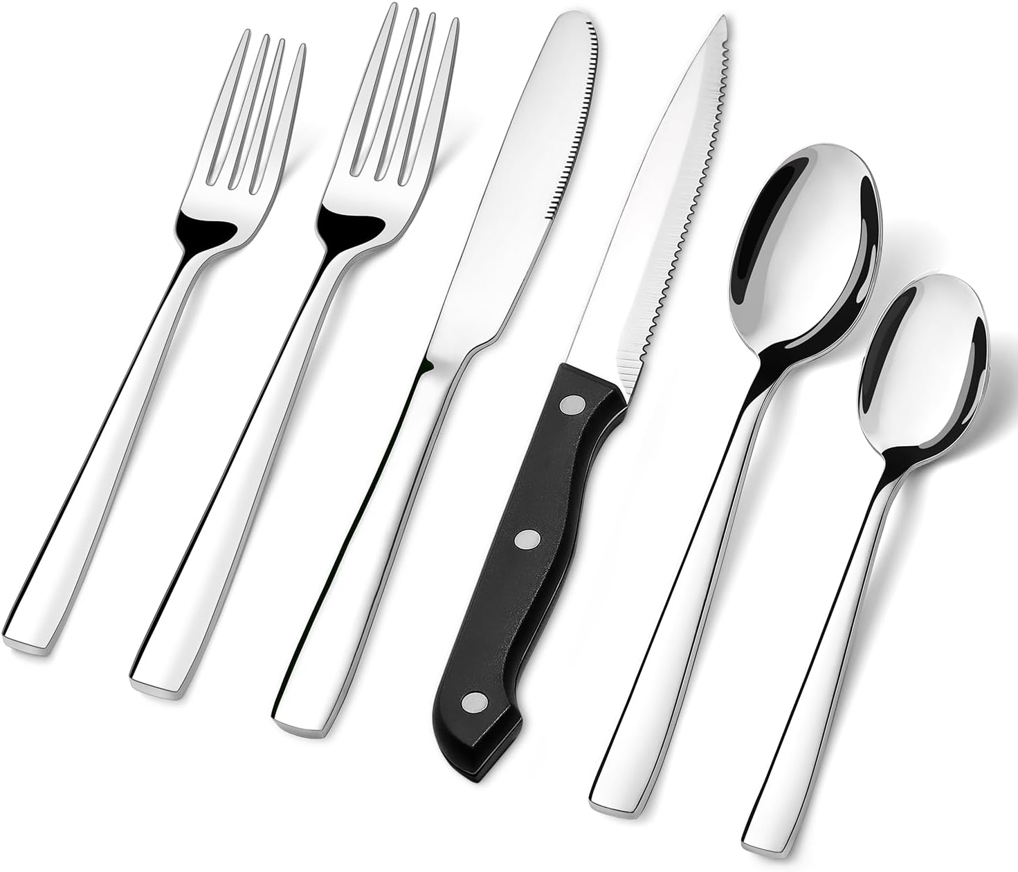 HIWARE 48-Piece Silverware Set with Steak Knives for 8