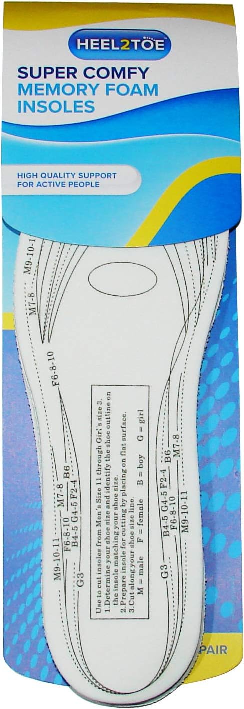 White Unisex Memory Foam Insoles - One Size Fits All (1 Pair) - Ultimate Comfort & Support - Perfect Shoe Solution for Everyday Use & Active Lifestyles