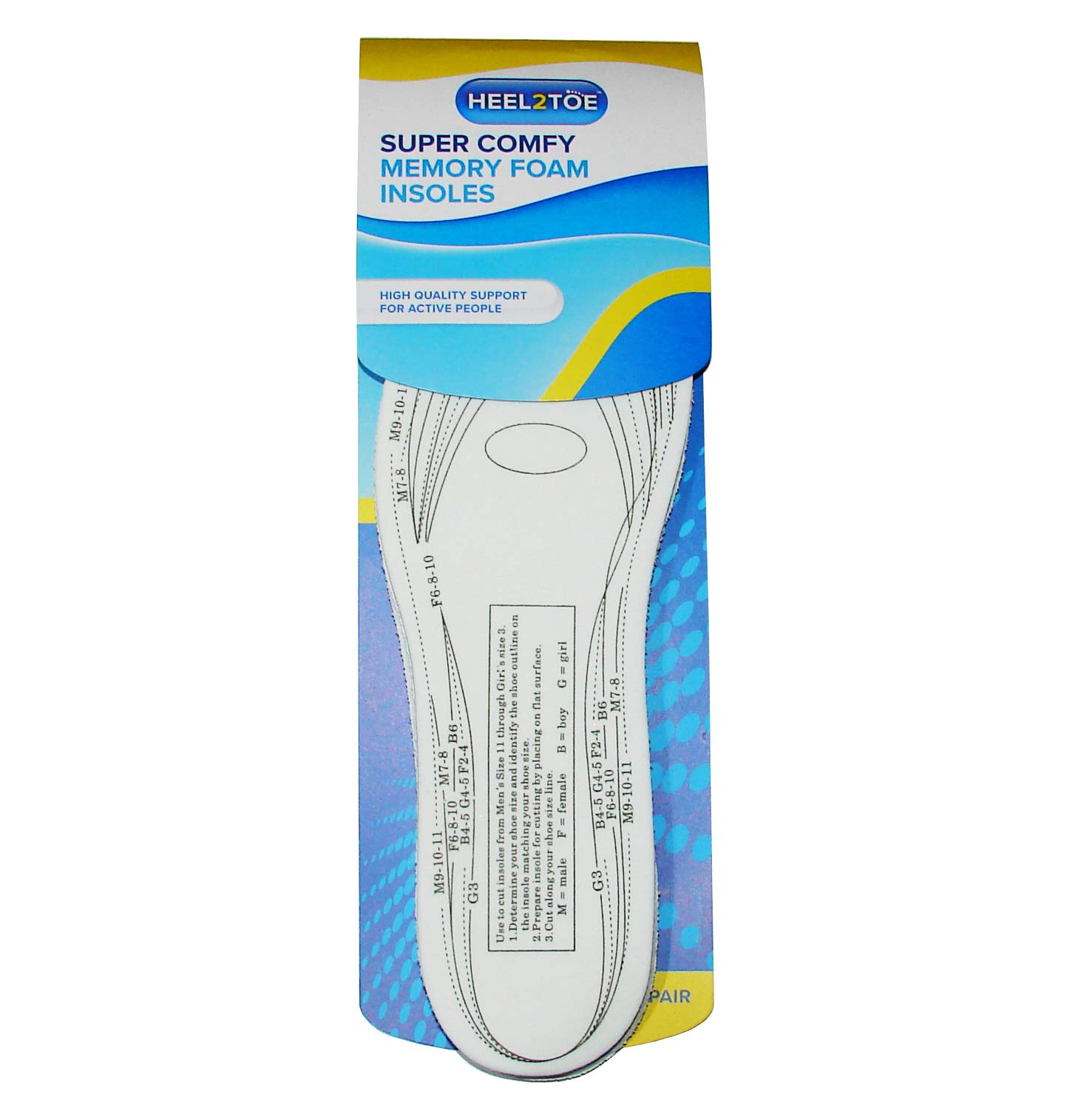 White Unisex Memory Foam Insoles - One Size Fits All (1 Pair) - Ultimate Comfort & Support - Perfect Shoe Solution for Everyday Use & Active Lifestyles