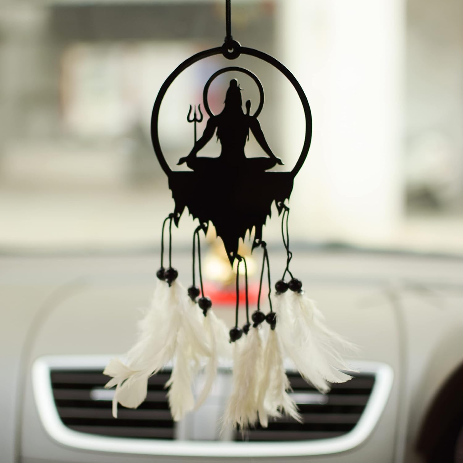 Pixel Crafts Acrylic Fancy Lord Shiva Car Hanging Car Rear View Mirror Decor Ornament Accessories Good Luck Dream Catcher Positive Vibes Balcony,Gift, Car, Wind Chimes, Room, Multicolour-image-8