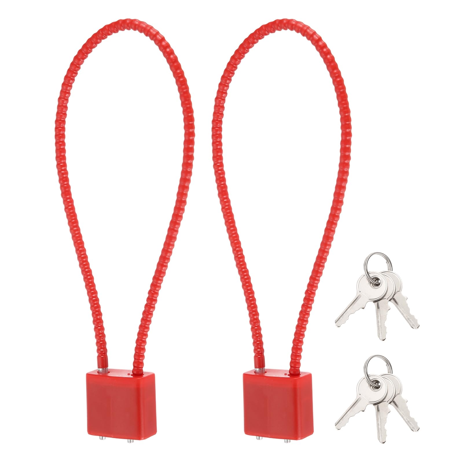PATIKIL Cable Locks with Key Different, (38cm / 15 Inch, Red)(2 Pcs), Heavy Duty Viny-Coated Steel Security Wire Cable Lock for Bike/Helmet/Gate/Cabinet/Fence/Luggage/Tool Box