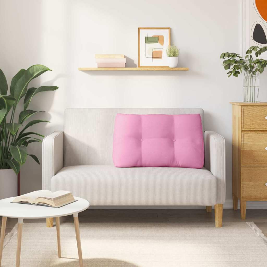 Rückenpolster Rosa 80x24x50 cm Samt-Optik Bett Keilkissen | Samtiges Keilkissen mit Knopf-Design und abnehmbarem Bezug für gemütliche Stunden im Schlafzimmer und Wohnzimmer.