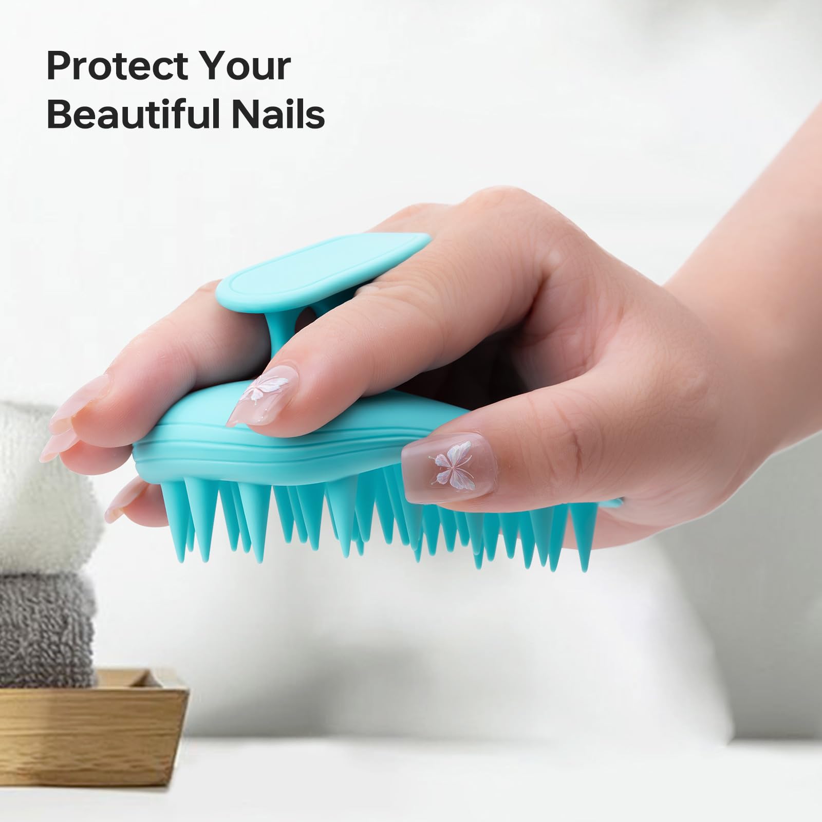 PHOVSUV 4pcs Shampoo Brush Hair Scalp Massager,100% Silicone Scalp Scrubber,Scalp Exfoliator for Stress Relax Hair Growth