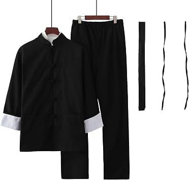 Bruce Lee Martial Arts Kung Fu Clothing Set, Unisex Kung Fu Suit, Standing Collar, Sports Chinese Clothing Shirt, Long Sleeve Tai Chi Clothing Color Two Piece, Size Height 160CM