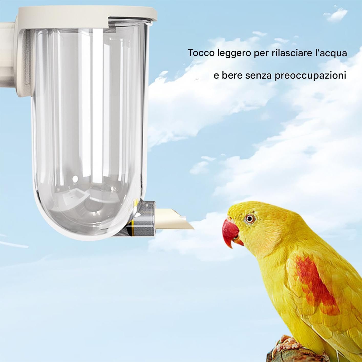 Bevitore per Uccelli da Gabbia - Beverino per Pappagallini | Accessorio per Gabbia da 330ml Montato a Pressione Senza Gocciolamento per Colibrì Canarini Pappagallini Parrocchetti