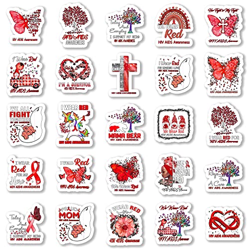 25Pcs HIV AIDS Awareness Stickers, Inspirational Waterproof Vinyl Stickers for Water Bottles Book Laptop Car Truck Bicycle Decorations Decorative Accessories CB302, M