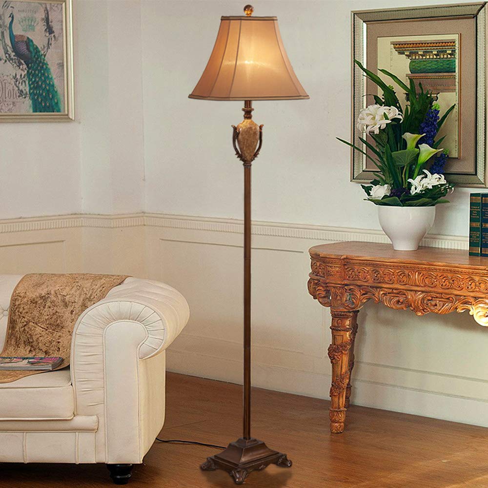 TTDGYYXW Lampa podłogowa LED z możliwością przyciemniania Klasyczna pościel e Lampa stojąca Pilot 3 temperatury barwowe Gniazdo E27 Stopka metalowa do salonu Sypialnia Biuro